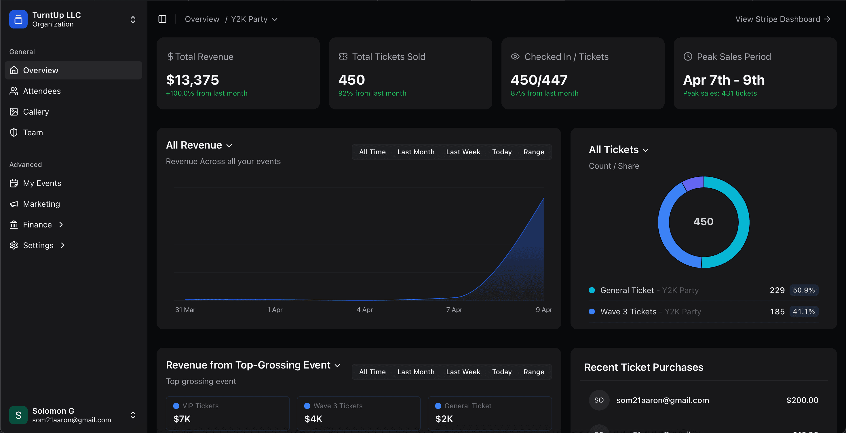 A preview of the Database web app
